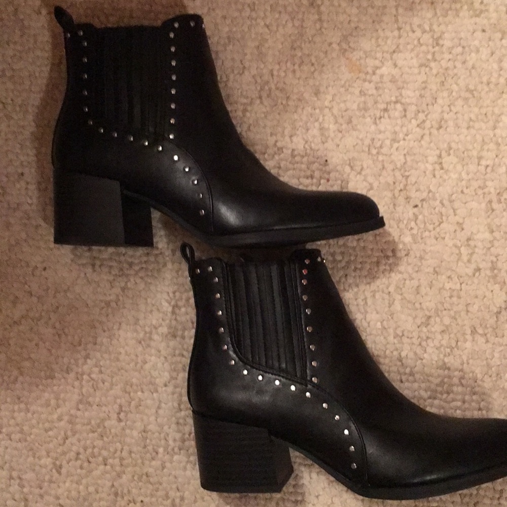 Ankle bootles with silver studs